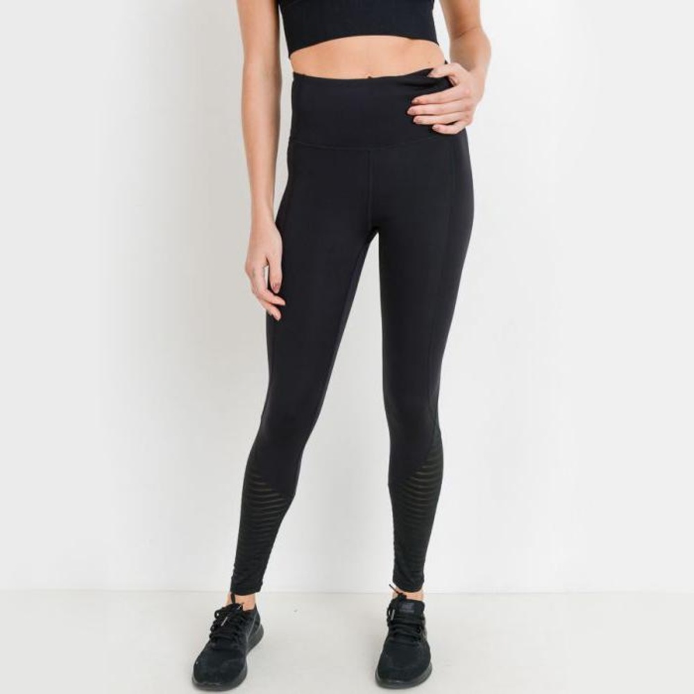 Striped Burnout Mesh Highwaist Leggings